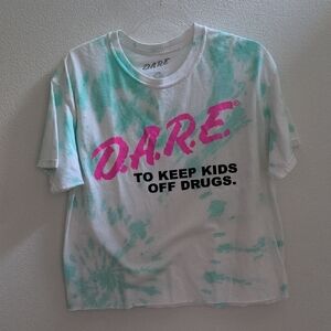D.A.R.E. Tie-Dye Logo Tee - White & Aqua